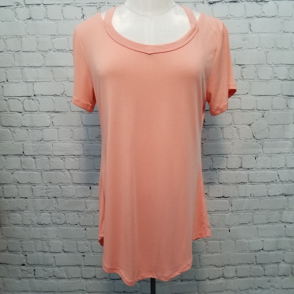 DKR&Co. | peach cutout thin short sleeve top